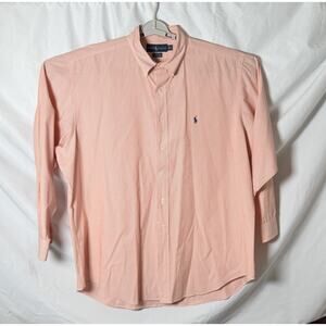 Ralph Lauren Yarmouth Mens 18.5 34/35 Cotton Button Down Shirt Orange
